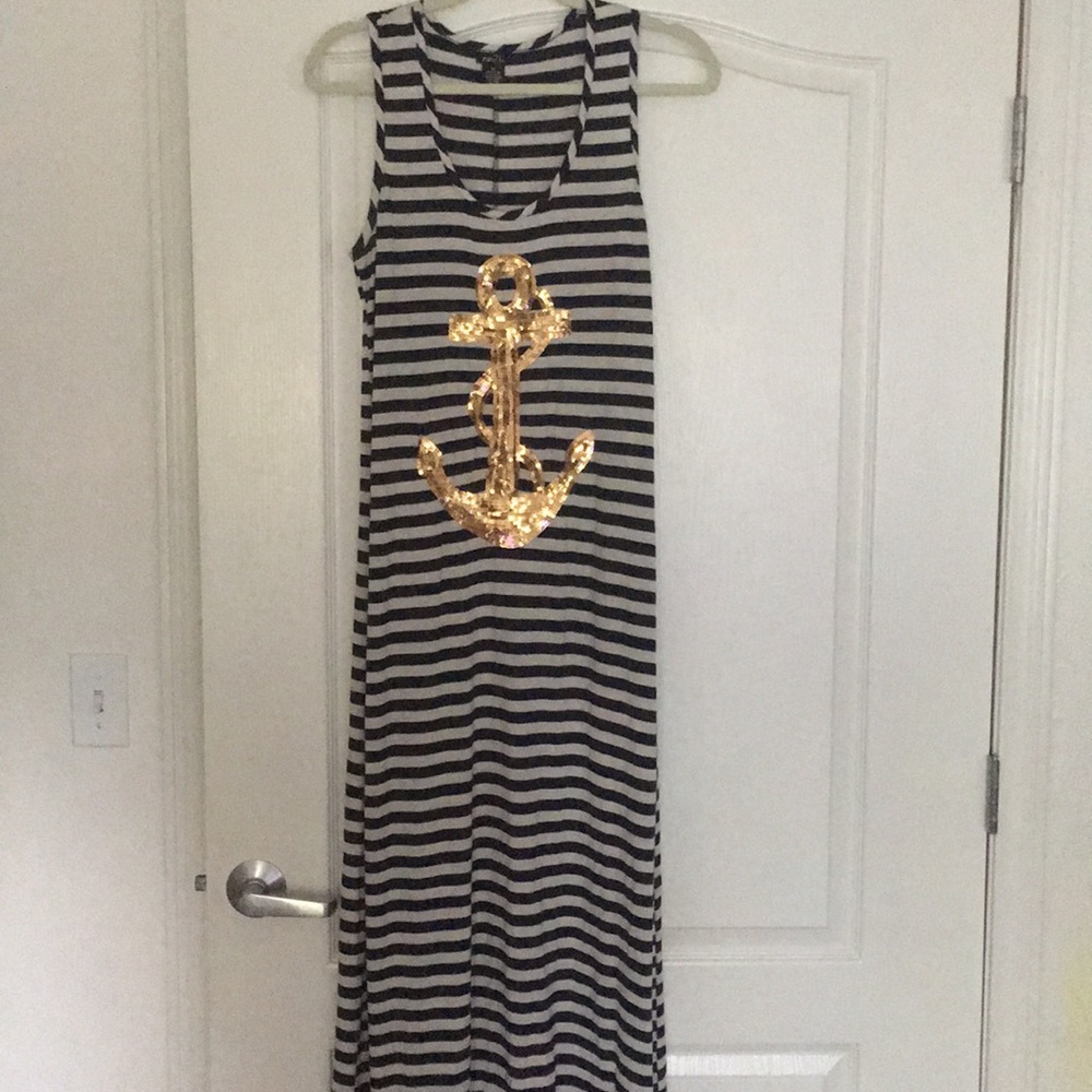 Rue 21 maxi dress with sequin anchor on front